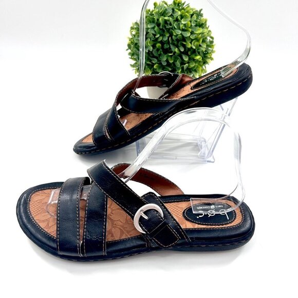 B.O.C. BORN CONCEPT BLACK & TAN BUCKLE SANDALS - 8 - Picture 3 of 7